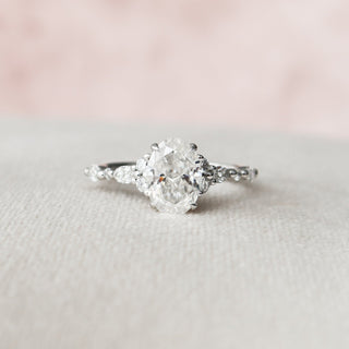 1.50CT Oval Cut Moissanite Cluster Style Engagement Ring