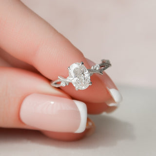 1.0CT Oval Cut Twig Moissanite Nature Inspired Engagement Ring