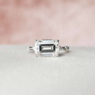 3.0CT Emerald Cut East-West Moissanite Engagement Ring