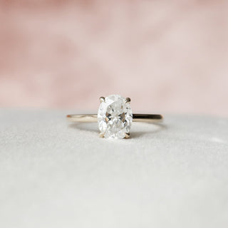 1.5CT Oval Cut Moissanite Hidden Halo Engagement Ring