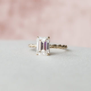 2.0CT Emerald Cut Halo Moissanite Solitaire Engagement Ring