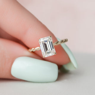 2.0CT Emerald Moissanite Hidden Halo Engagement Ring