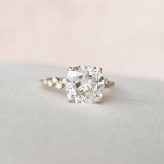 4.0CT Cushion Moissanite Hidden Halo Pave Setting Engagement Ring
