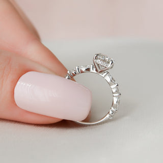 1.0CT Round Brilliant Cut Moissanite Unique Engagement Ring
