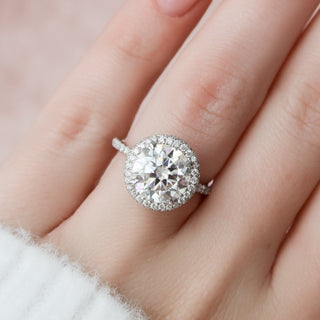 3.50CT Round Moissanite Halo Pave Setting Engagement Ring