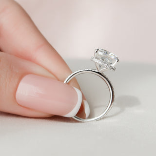 4.50CT Hidden Halo Cushion Cut Moissanite Engagement Ring