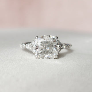 3.50CT Cushion Cut Moissanite Cluster Engagement Ring