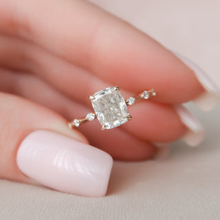 2.0CT Elongated Cushion Moissanite Solitaire Dainty Style Engagement Ring