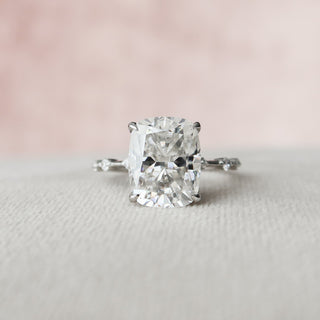 5.0CT Elongated Cushion Moissanite Solitaire Dainty Style Engagement Ring