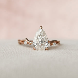 1.50CT Pear Moissanite Nature Inspired Twig Style Engagement Ring