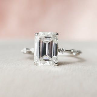 3.0CT Emerald Cut Moissanite Solitaire Engagement Ring