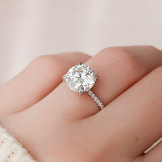 2.50CT Round Moissanite Hidden Halo Pave Setting Engagement Ring