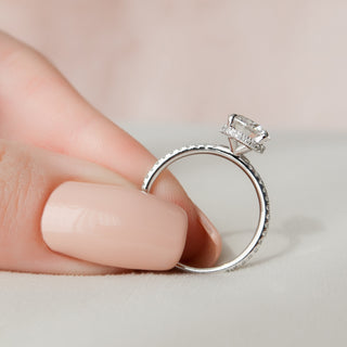 1.50CT Round Cut Hidden Halo Moissanite Engagement Ring