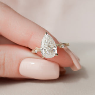 2.50CT Pear Cut Nature Inspired Twig Style Moissanite Engagement Ring