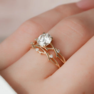 1.0CT Round Cut Moissanite Twing Halo Eternity Bridal Engagement Ring Set