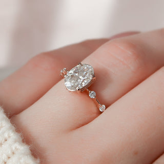 1.50 CT-3.50 CT Oval Cut Solitaire Dainty Pave Moissanite Engagement Ring
