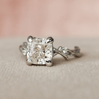 1.50CT Cushion Cut Twig Style Moissanite Engagement Ring
