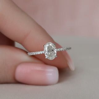 1.0CT Oval Cut Moissanite Hidden Halo Style Engagement Ring