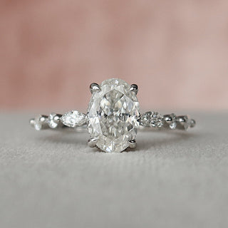 1.50CT Oval Cut Moissanite Hidden Halo Engagement Ring