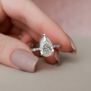 3.0CT Pear Cut Art Deco Moissanite Unique Engagement Ring