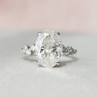 3.0CT Oval Cut Moissanite Cluster Pave Engagement Ring