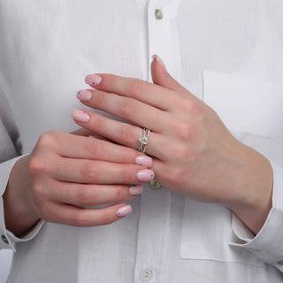 1.0CT Pear Cut Moissanite Split Shank Style Bridal Ring Set