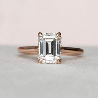 1.50CT Emerald Cut Moissanite Cathedral Setting Engagement Ring