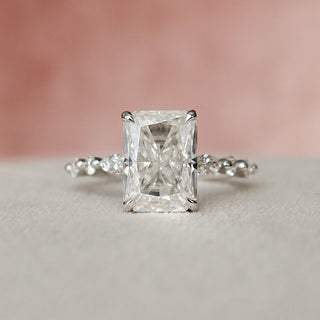 3.50CT Radiant Moissanite Solitaire Pave Setting Engagement Ring