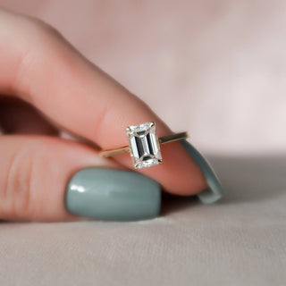 2.0CT Emerald Cut Moissanite Diamond Halo Bridal Engagement Ring Set