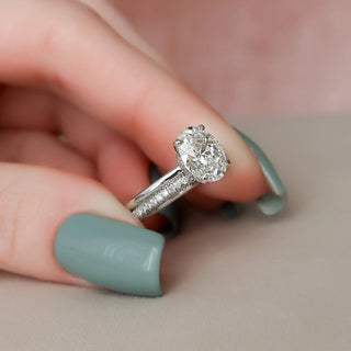2.0CT Oval Cut Moissanite Diamond Halo Bridal Engagement Ring Set