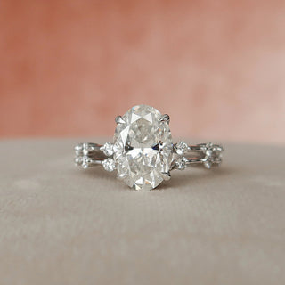 3.0CT Oval Cut Moissanite Dainty Style Bridal Ring Set