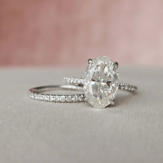 3.50CT Oval Cut Moissanite Solitaire Bridal Ring Set
