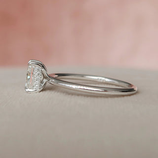 1.0CT Radiant Cut Moissanite Hidden Halo Bridal Engagement Ring Set