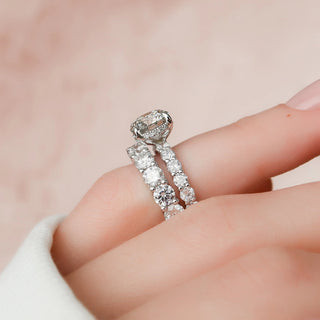 2.50CT Round Cut Moissanite Halo Eternity Bridal Engagement Ring Set