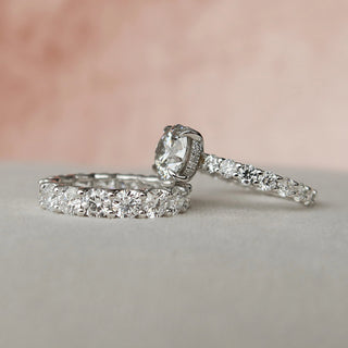 2.50CT Round Cut Moissanite Halo Eternity Bridal Engagement Ring Set