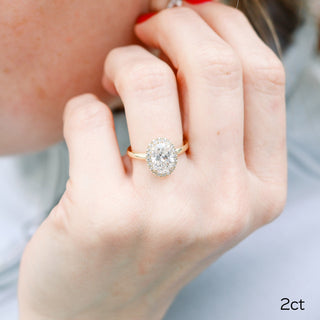 2.0CT Oval Cut Moissanite Halo Engagement Ring