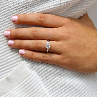 1.0CT Asscher Cut Moissanite Emerald Diamond Engagement Ring