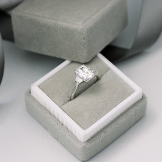 2.50CT Radiant Moissanite 3 Stones Engagement Ring