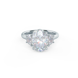 2.25CT Oval Cut Moissanite Half Moon Diamond Engagement Ring