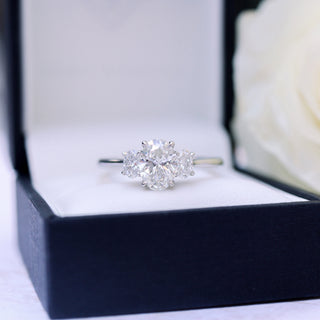 1.50CT Oval Cut Moissanite Three Stone Diamond Engagement Ring