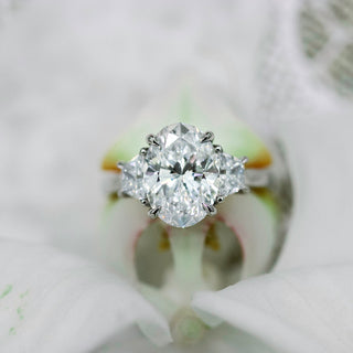 3.50CT Oval Cut Moissanite 3 Stones Engagement Ring