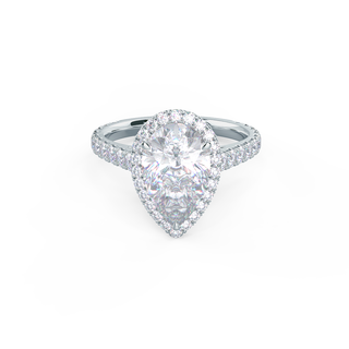 2.0CT Pear Cut Moissanite Halo Pave Setting Engagement Ring