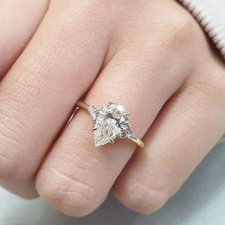 1.60CT Pear Cut Moissanite Cluster Engagement Ring