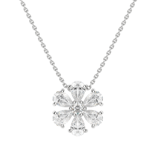 0.7 CT Pear and Round Cut Moissanite Petal Necklace