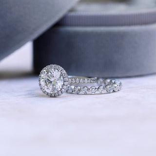2.25CT Round Brilliant Cut Moissanite Halo Pave Diamond Engagement Ring