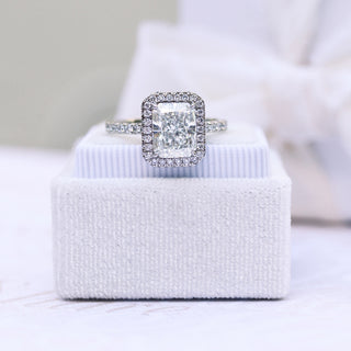1.50CT Radiant Cut Moissanite Double Halo Engagement Ring