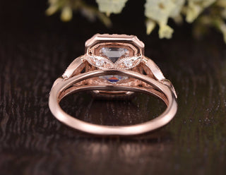 1.0 CT Emerald Halo Moissanite Engagement Ring