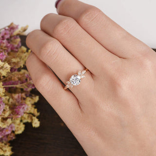 1.60 CT Round Cluster Moissanite Engagement Ring