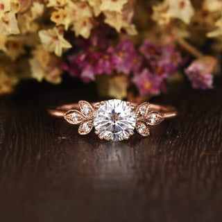 1.60 CT Round Cluster Moissanite Engagement Ring