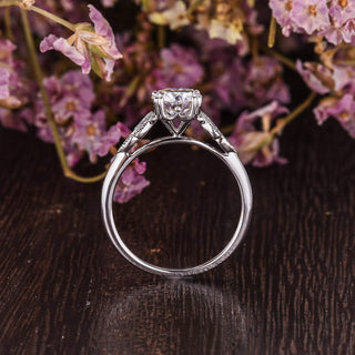 1.60 CT Round Cut Cluster Moissanite Engagement Ring